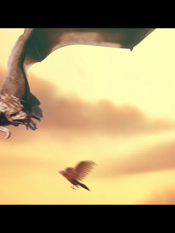 Cinematic film still — dragon silhouette